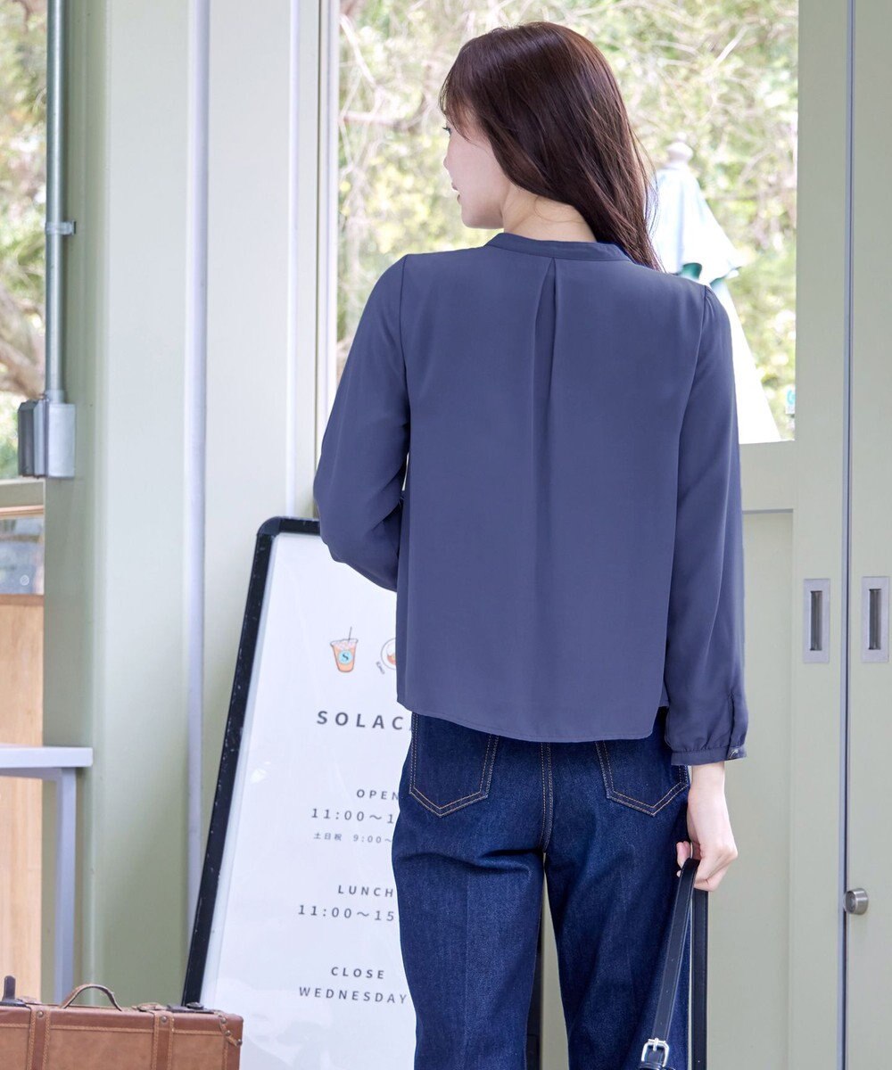 Tiaclasse 【洗える・スマート裏起毛】ジョーゼットフリルブラウス 