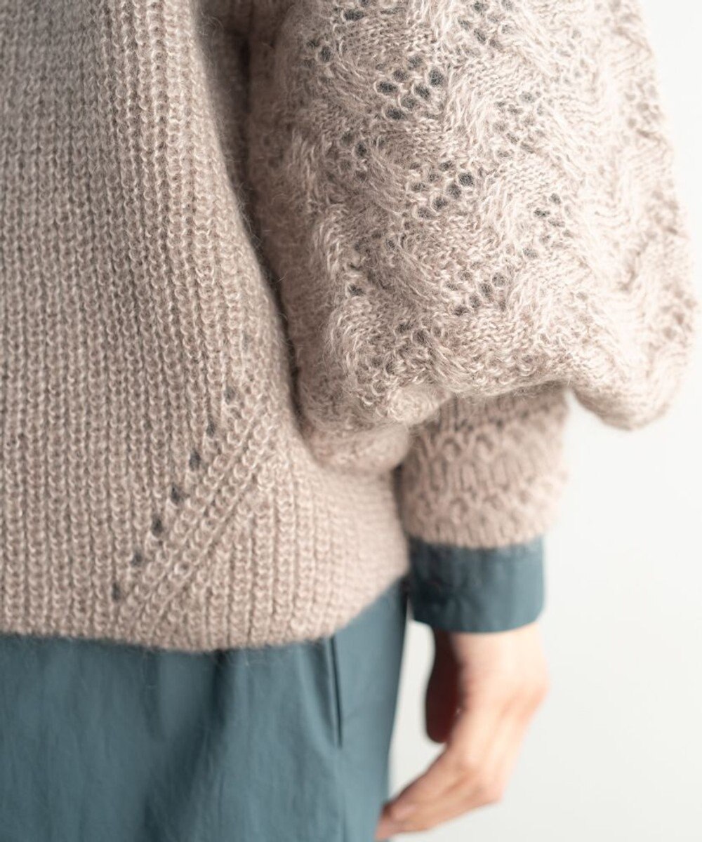 muuc 〈高品質シルク＆アンゴラモヘア〉模様編み ボリューム袖 カーディガン 