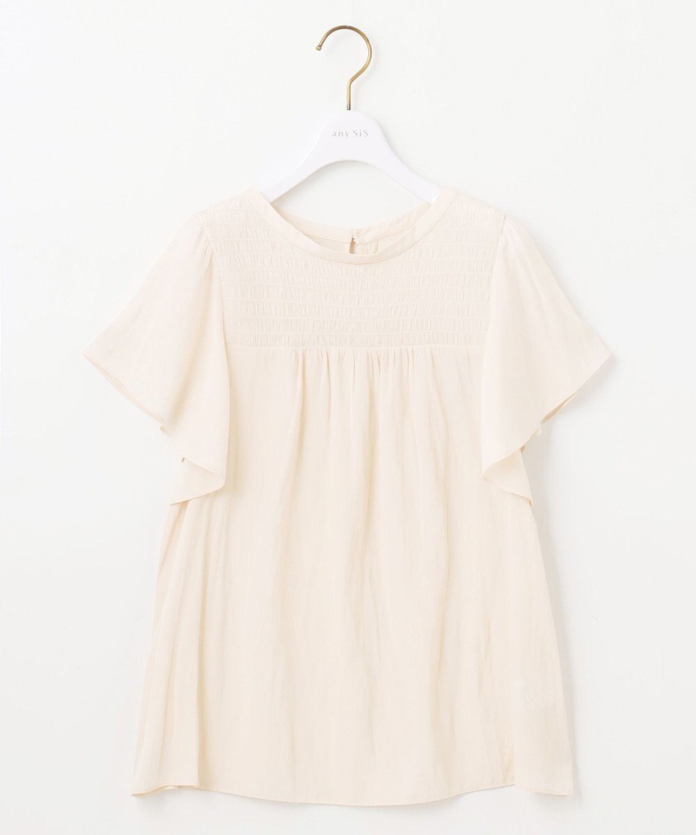 ANY SIS 【洗える】シャーリングツヤ ブラウス 