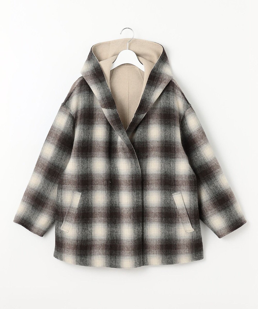 自由区 【リバーシブル】ウールリバー フード付きショートコート 