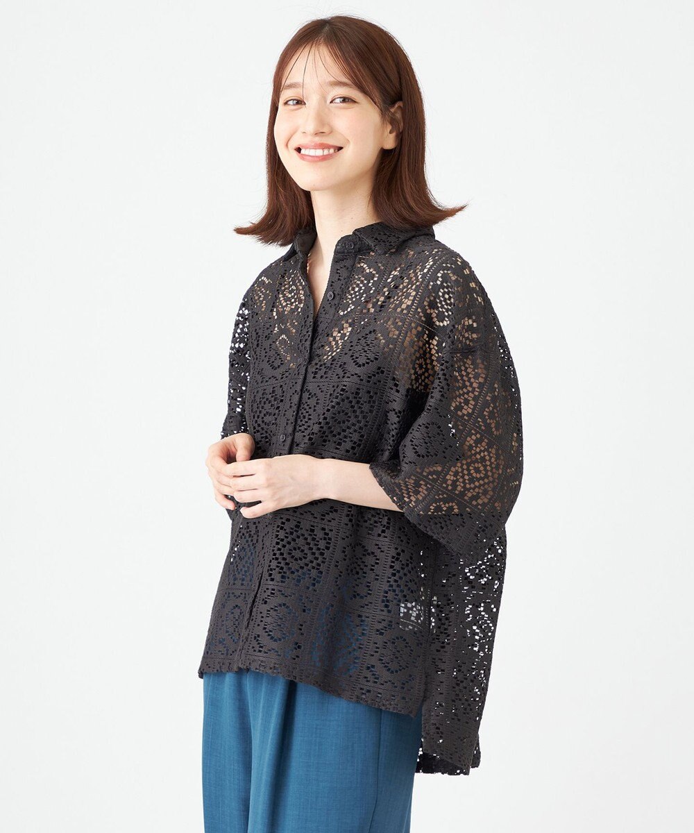 SHARE PARK LADIES オーバーサイズレースシャツ 