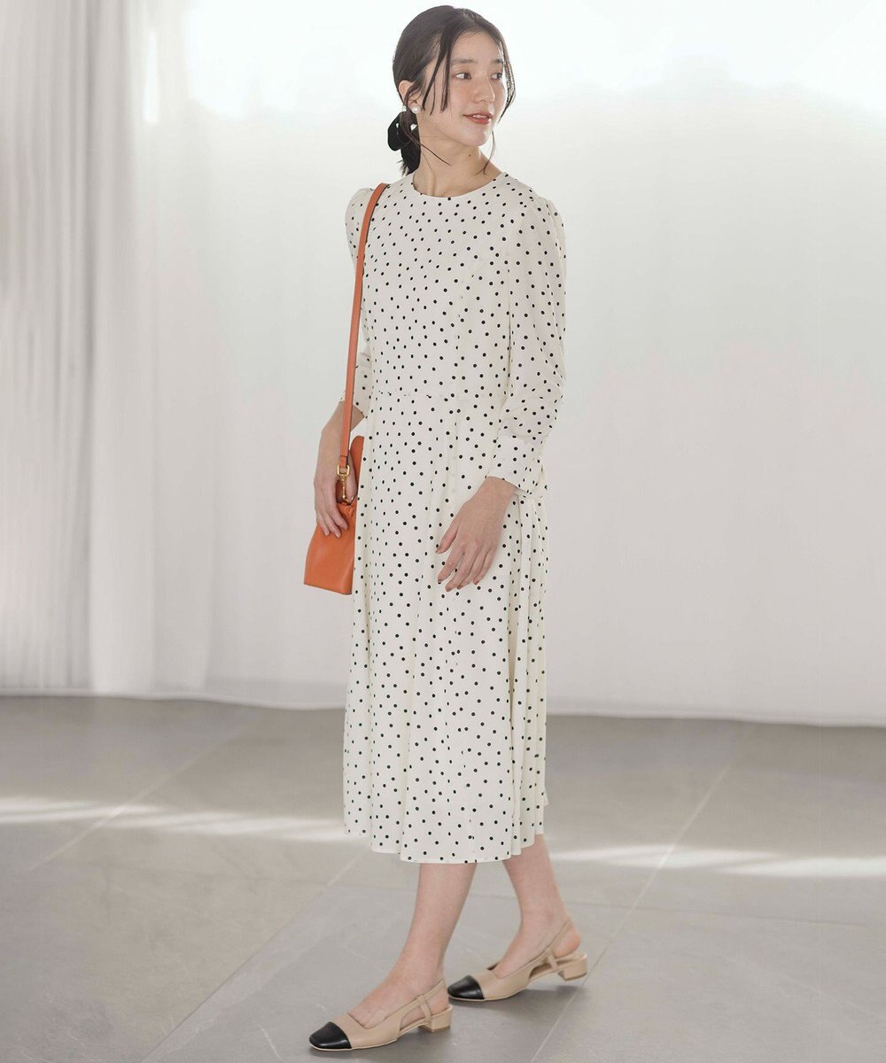 組曲 ドットジョーゼットプリント ワンピース 