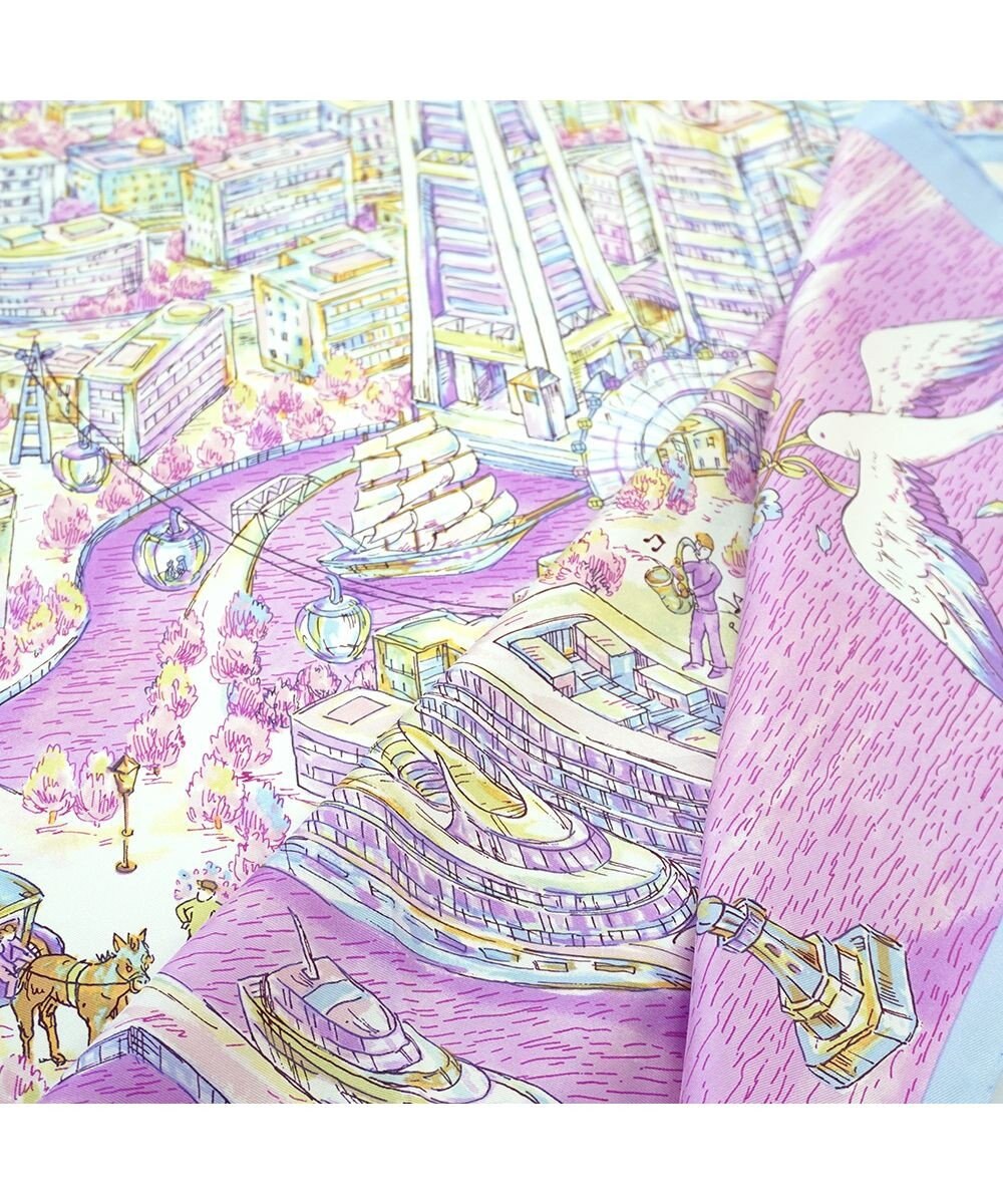 Marca 【伝統横濱スカーフ】YOKOHAMA MINATOMIRAI  大判 シルクツイル スカーフ 