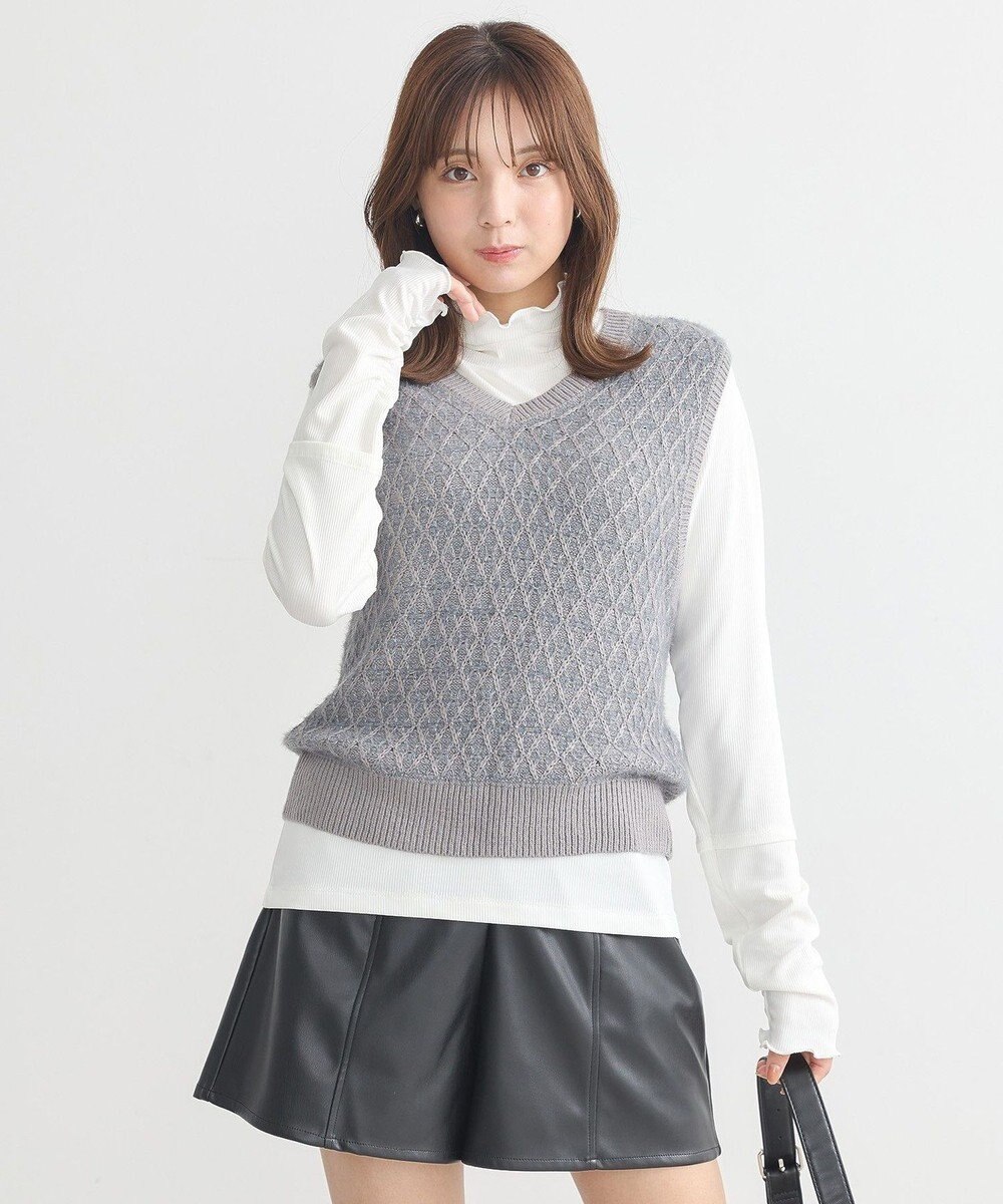 earth music&ecology ラメジャガードニットベスト 