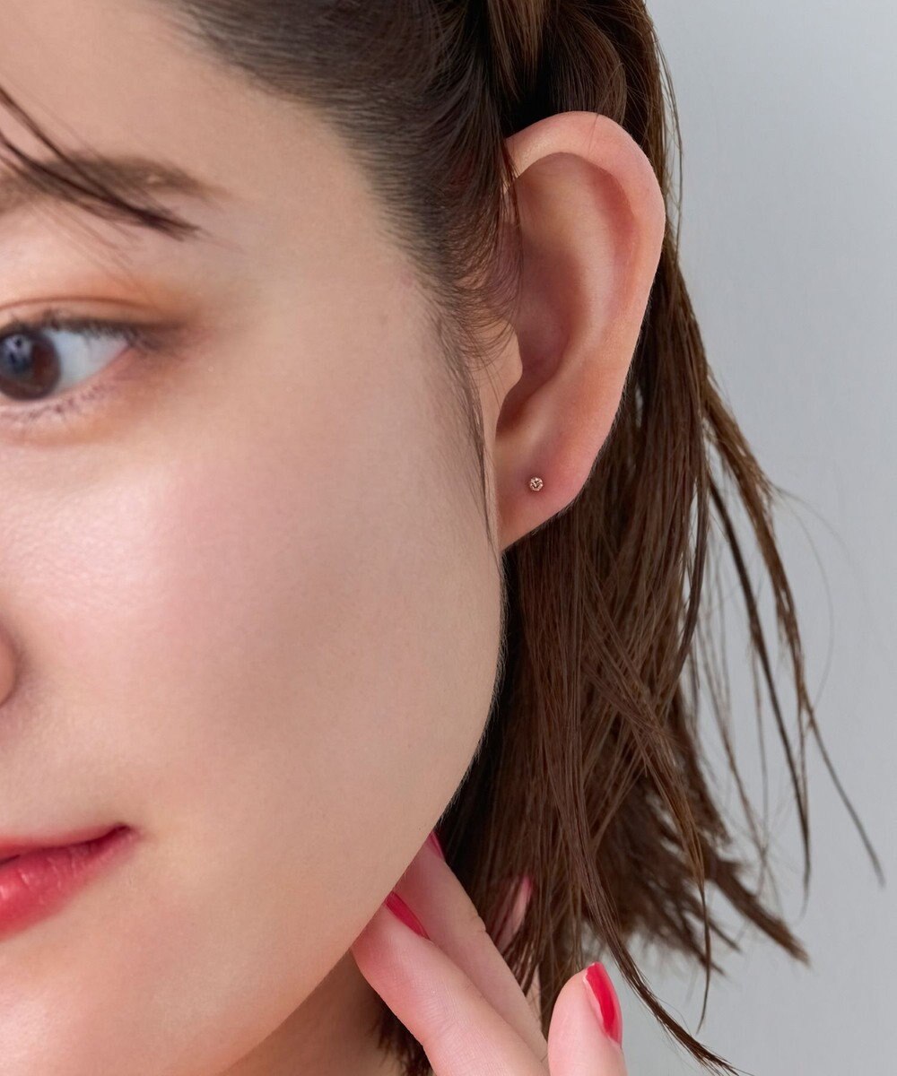 Phoebe 【K10】一粒ダイヤモンドピアス(片耳)　ローズゴールド 