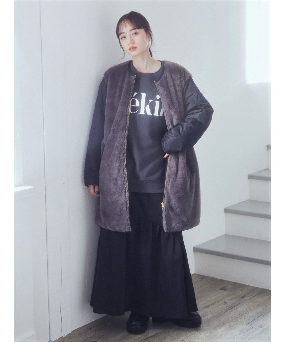 earth music&ecology ファー＆キルティングリバーシブルコート 