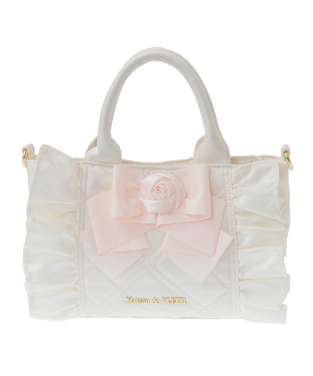 Maison de FLEUR ローズ2Wayキルティングミニトートバッグ 