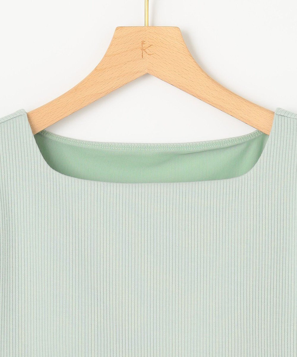 組曲 L 【WEB限定】ストライプジャガード カップ付きTシャツ 