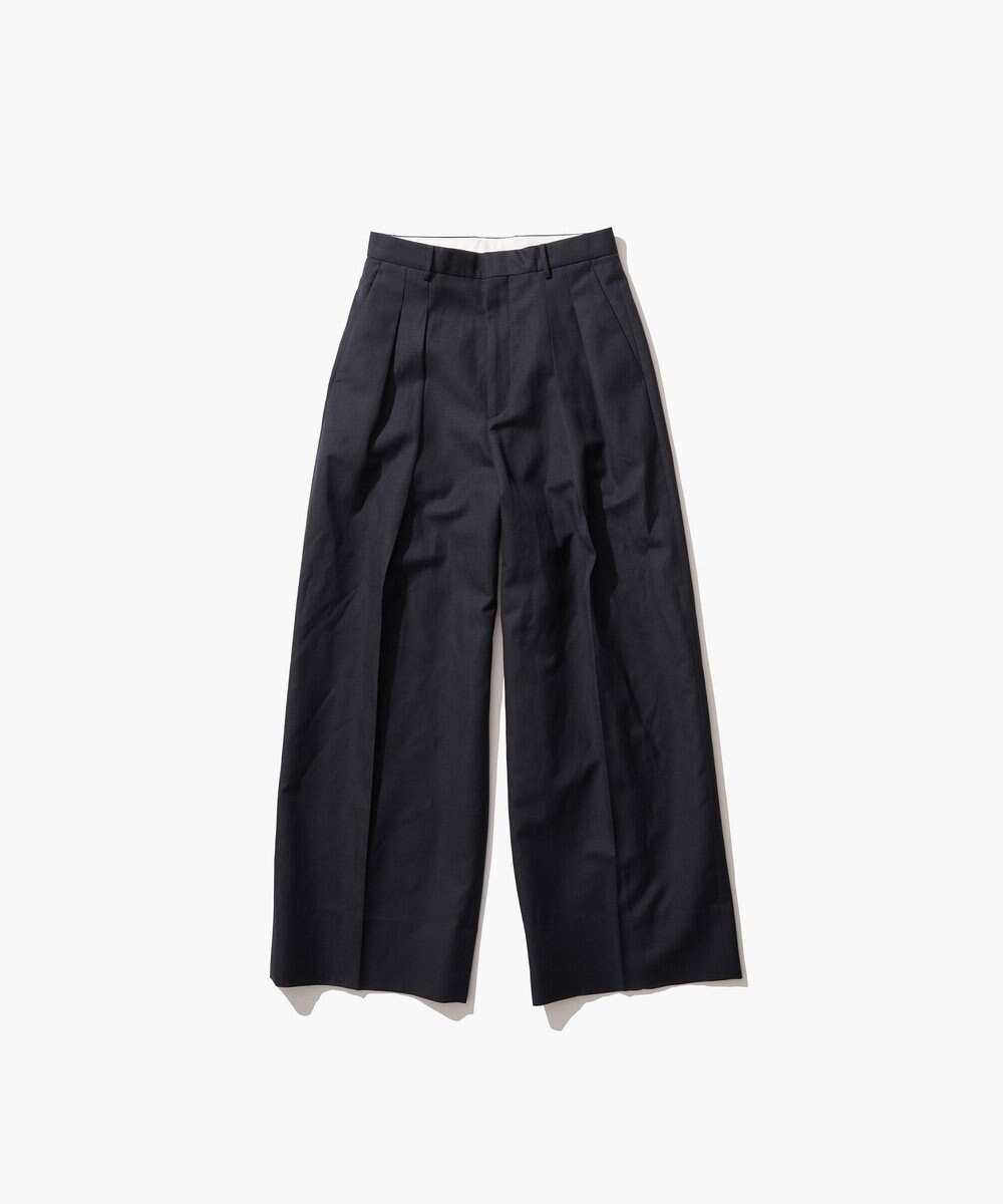 ATON WOOL LINEN SHARKSKIN | ワイドパンツ 