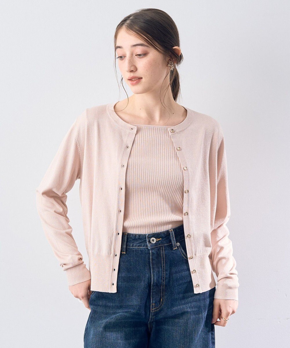 YECCA VECCA ラメ混クルーネックカーディガン 