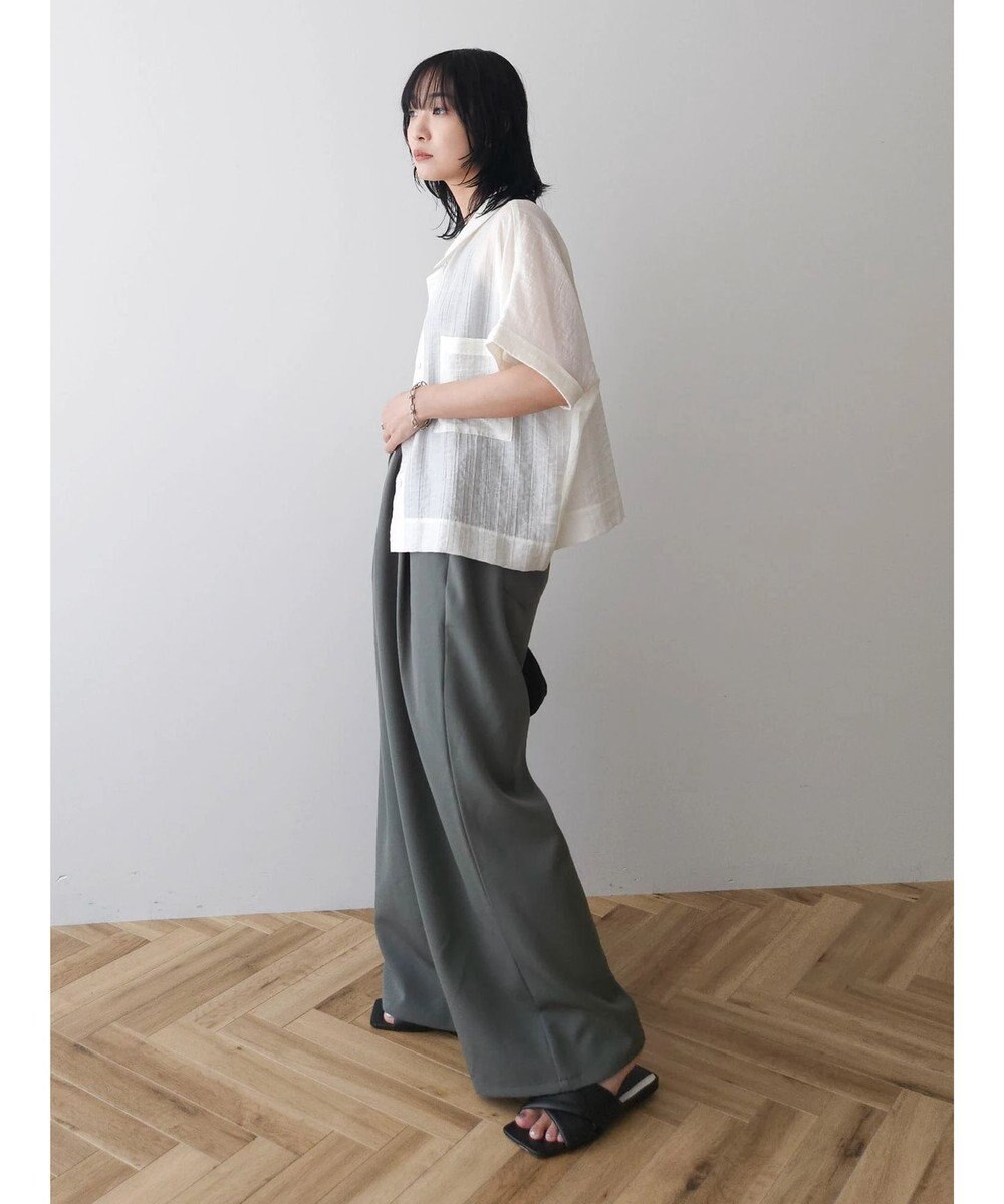 Green Parks シアーストライプショート丈シャツ 