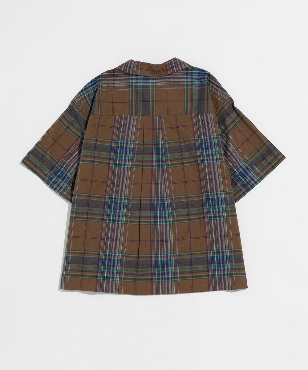 LENO DARK MADRAS CHECK OPEN COLLAR SHIRTS / マドラスチェックブラウス 