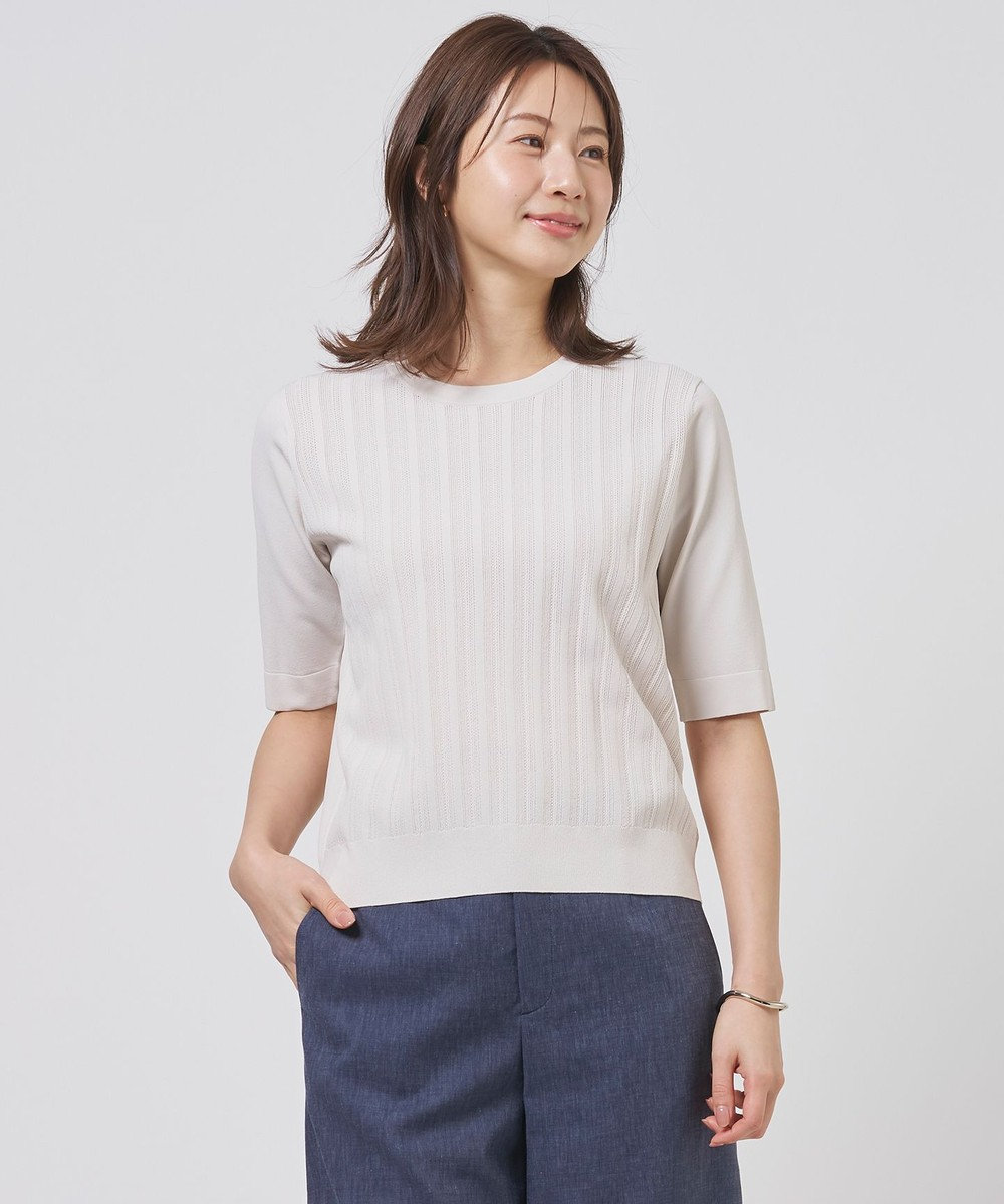 J.PRESS LADIES Rayon Elite Stretch クルーネック ニット 