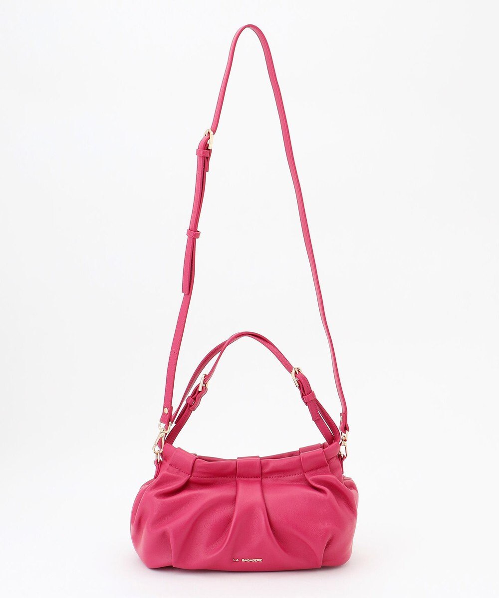 LA BAGAGERIE シープレザー　ギャザーミニバッグ 