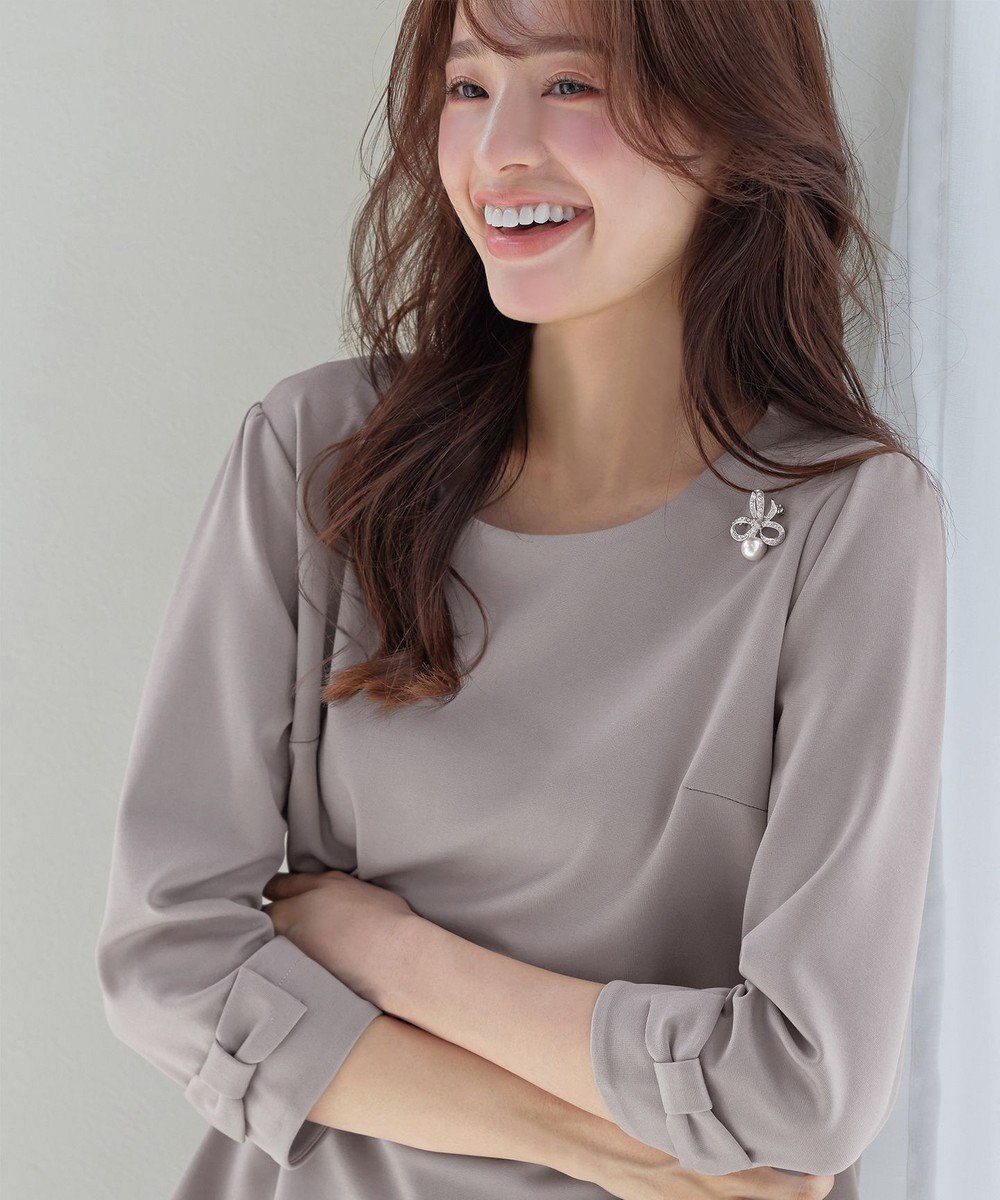 Tiaclasse 【洗える】リボン袖ポンチトップス 