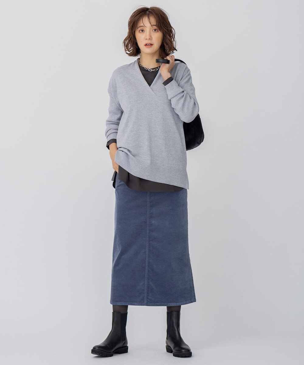 23区 【洗える】23区DENIM ベルベットストレッチ Aライン スカート 