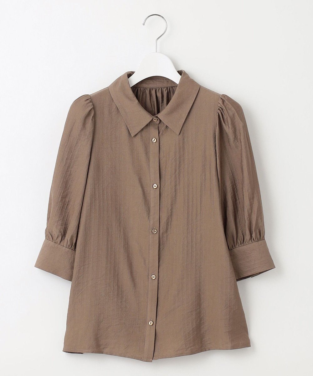 Feroux 【洗える】リボンタイパフスリーブ ブラウス 