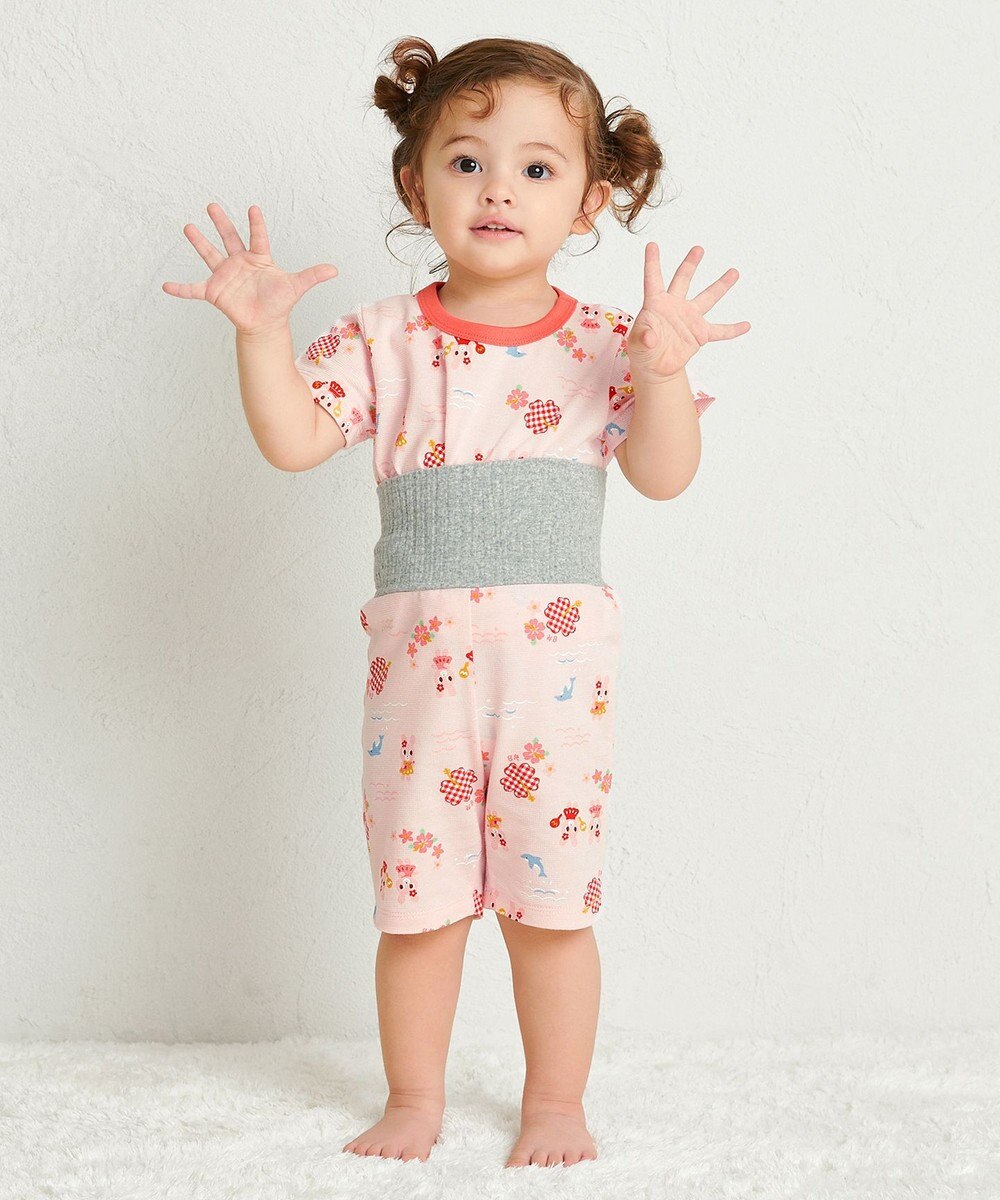 MIKI HOUSE HOT BISCUITS 【80-120cm】 リゾートキャビット 腹巻き付き タック天竺素材 半袖パジャマ 