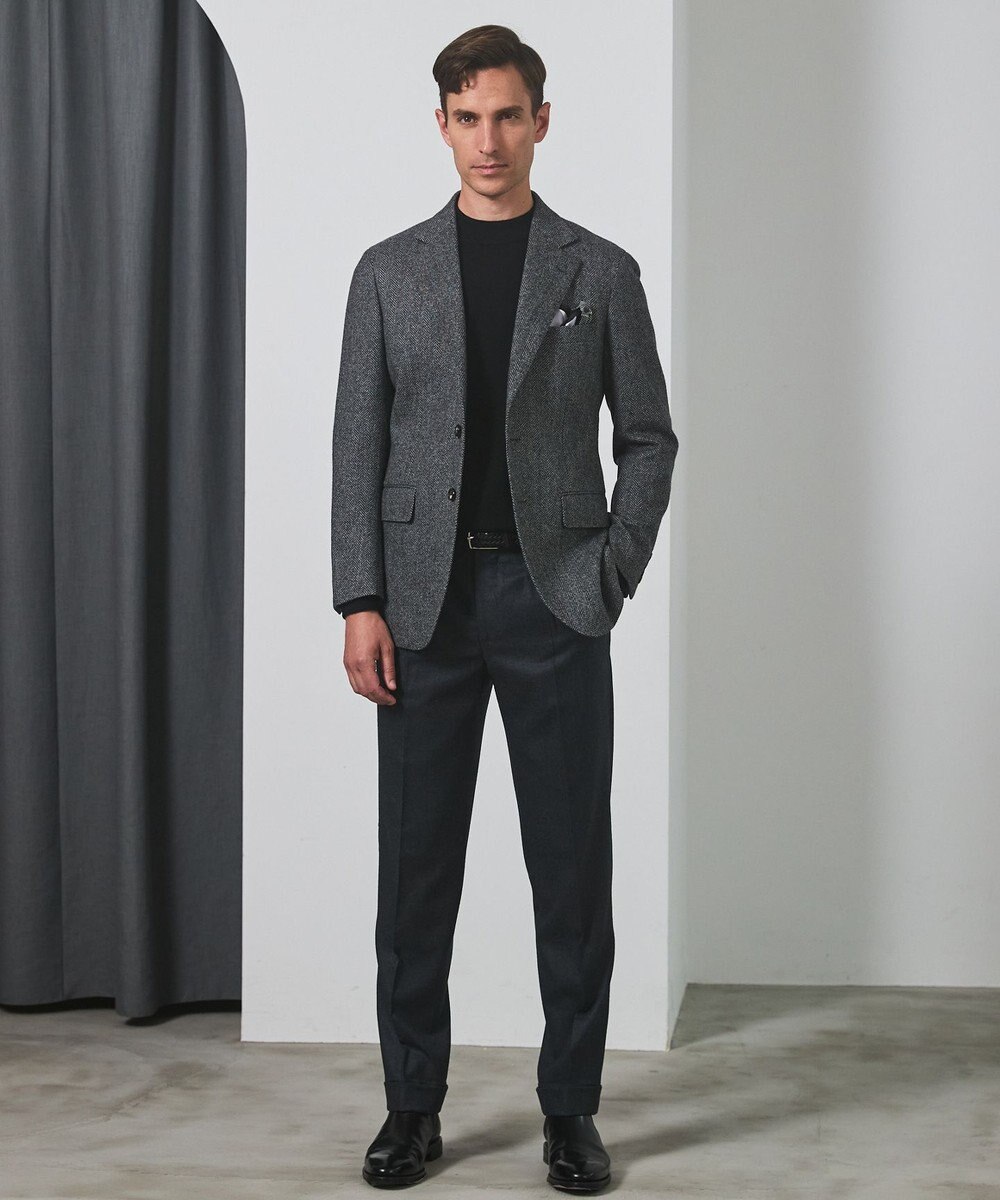 GOTAIRIKU 【保温性/ストレッチ/シワになりにくい】サキソニーストレッチパンツ（１タック） 