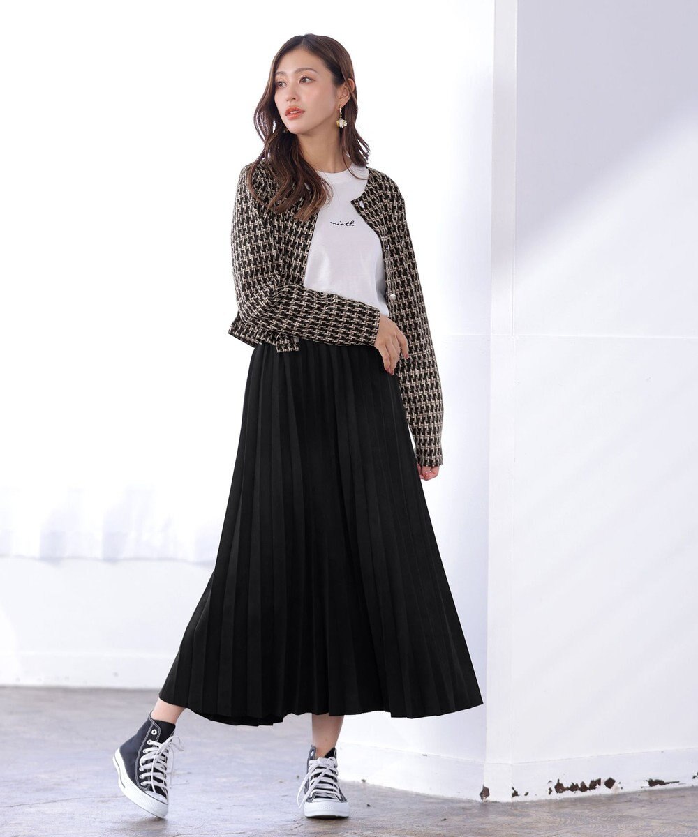 Tiaclasse 【洗える】カットジャガードコンパクトカーディガン 