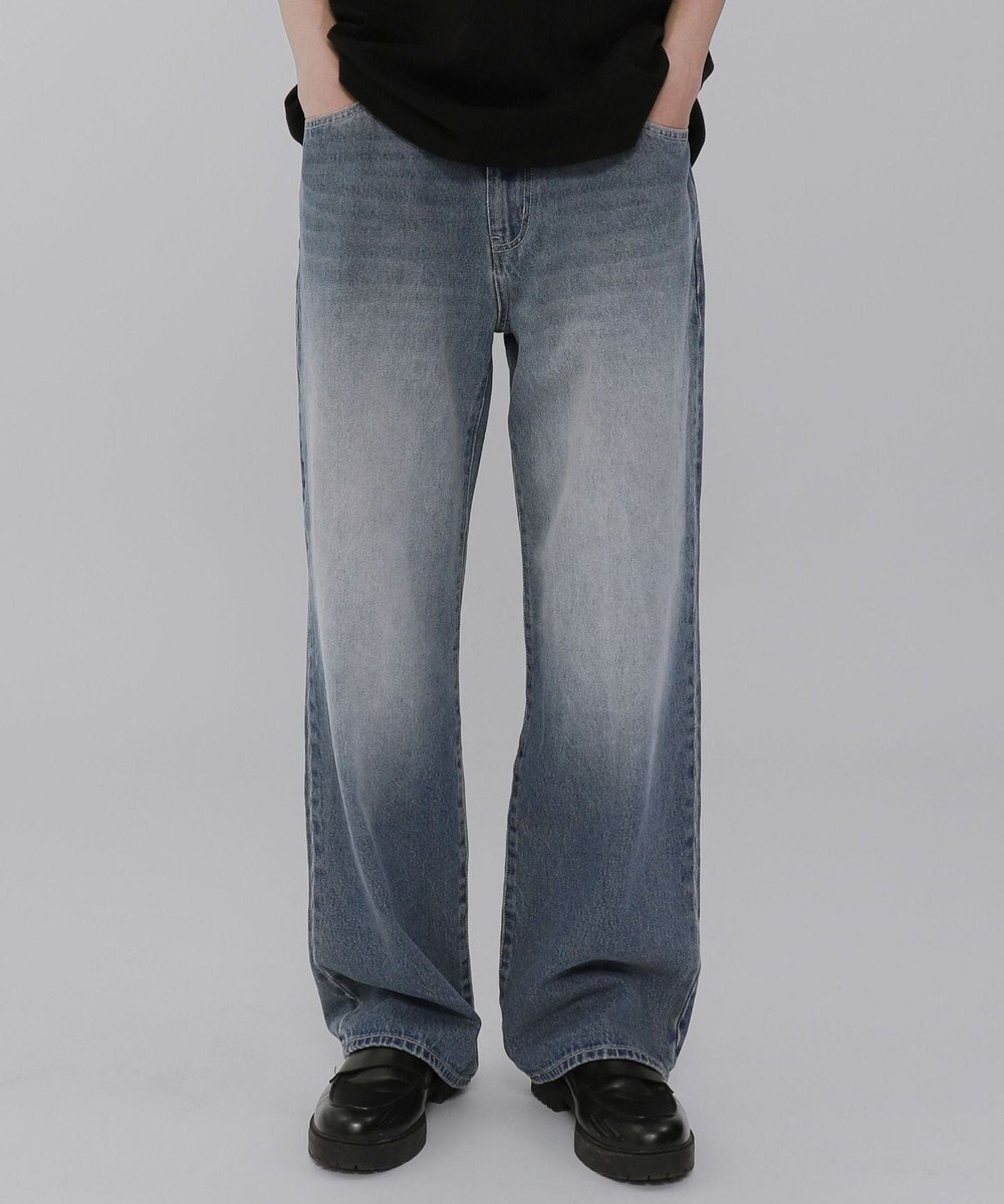 WEGO 【ウエスト調整可】ストレートデニムパンツ 