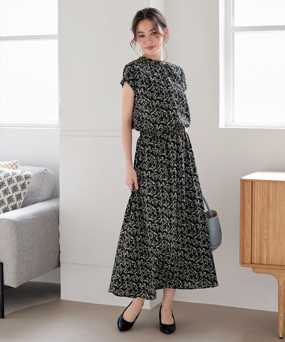 Tiaclasse 【洗える】花柄フレンチスリーブワンピース 