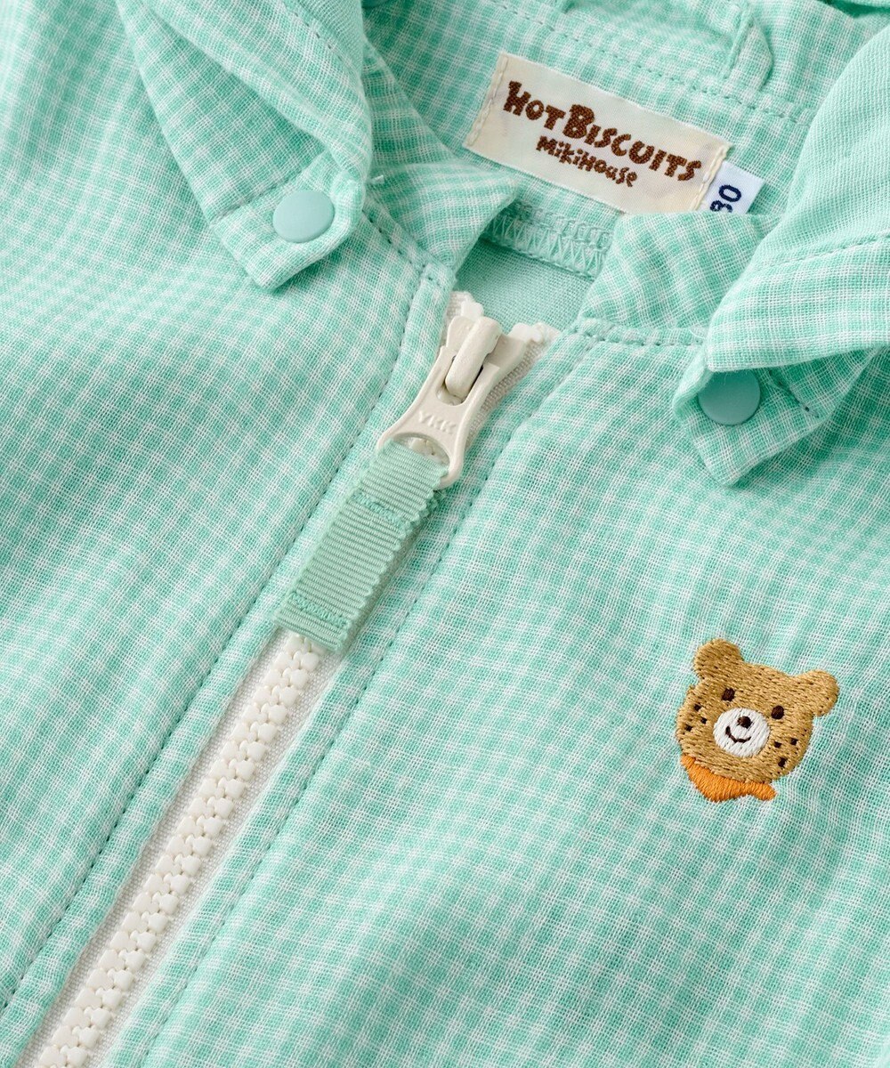 MIKI HOUSE HOT BISCUITS 【80-120cm】二重織ガーゼ素材 パーカ 
