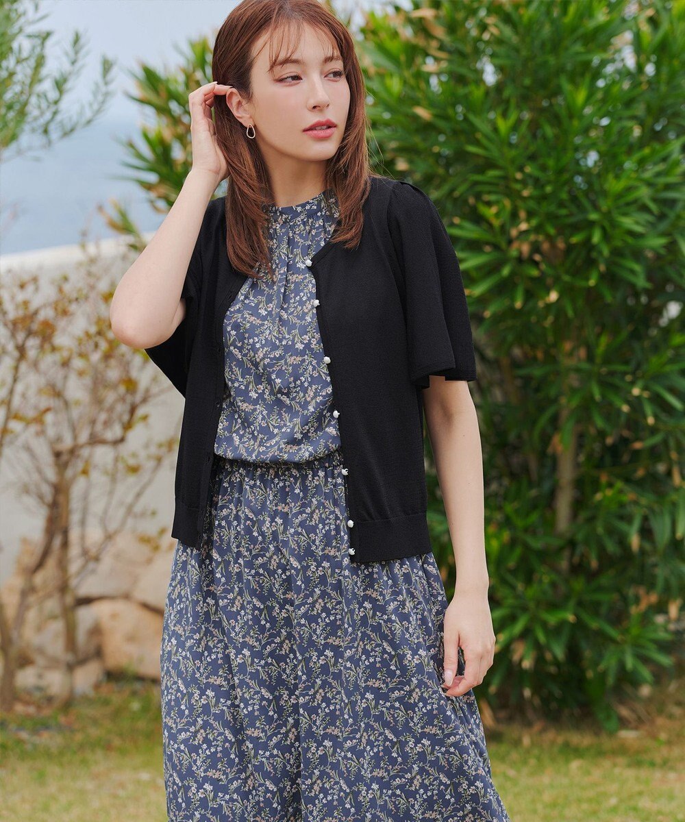 Tiaclasse 【洗える】花柄フレンチスリーブワンピース 