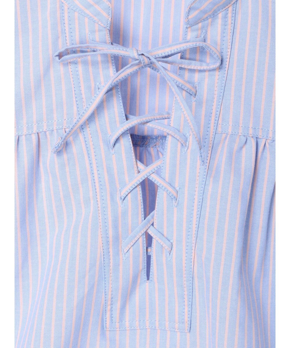 Green Parks ストライプレースアップシャツ 