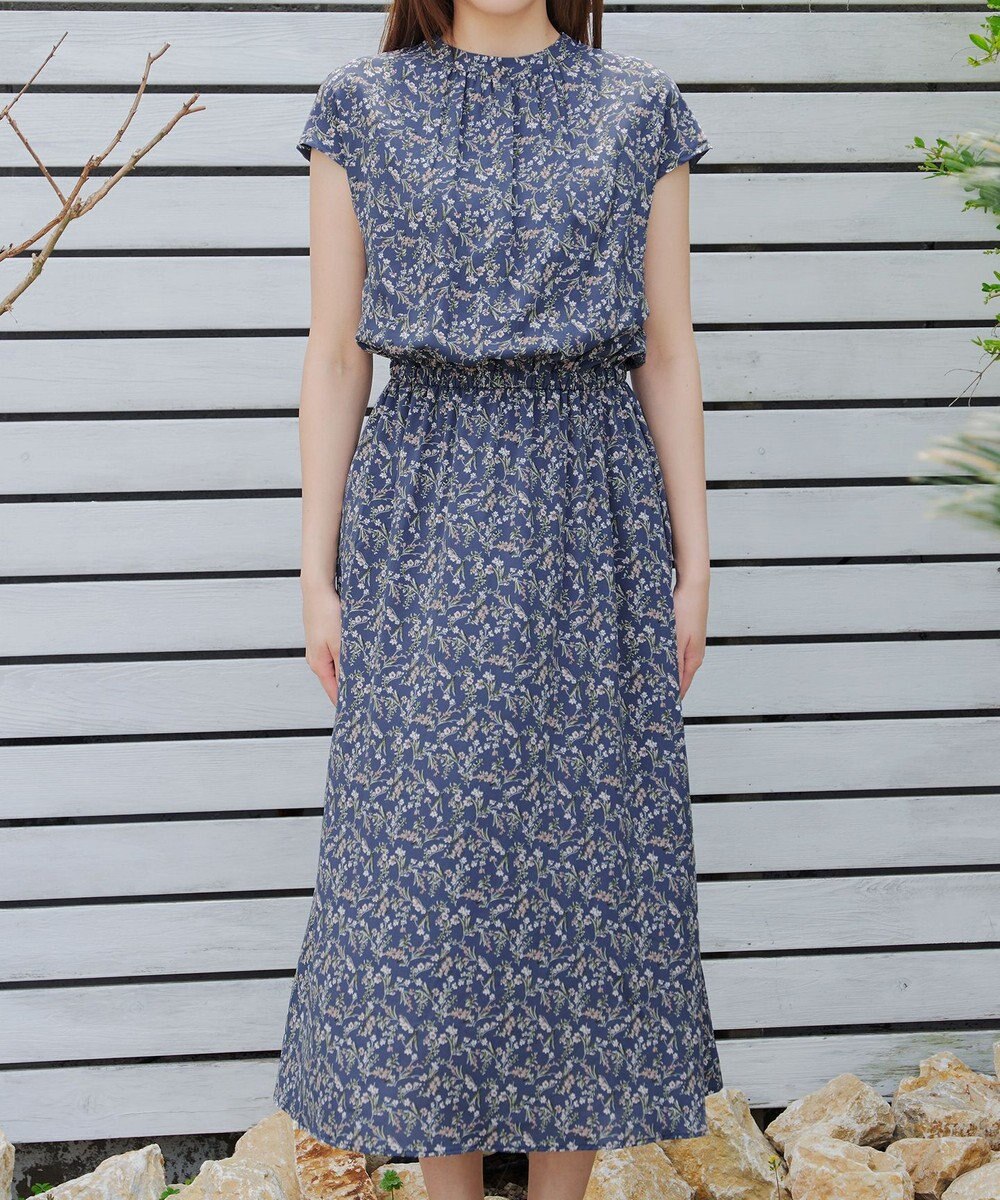 Tiaclasse 【洗える】花柄フレンチスリーブワンピース 