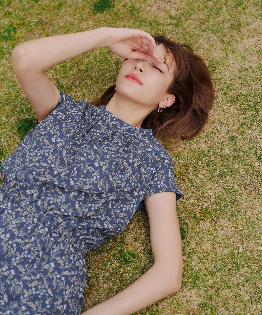 Tiaclasse 【洗える】花柄フレンチスリーブワンピース 