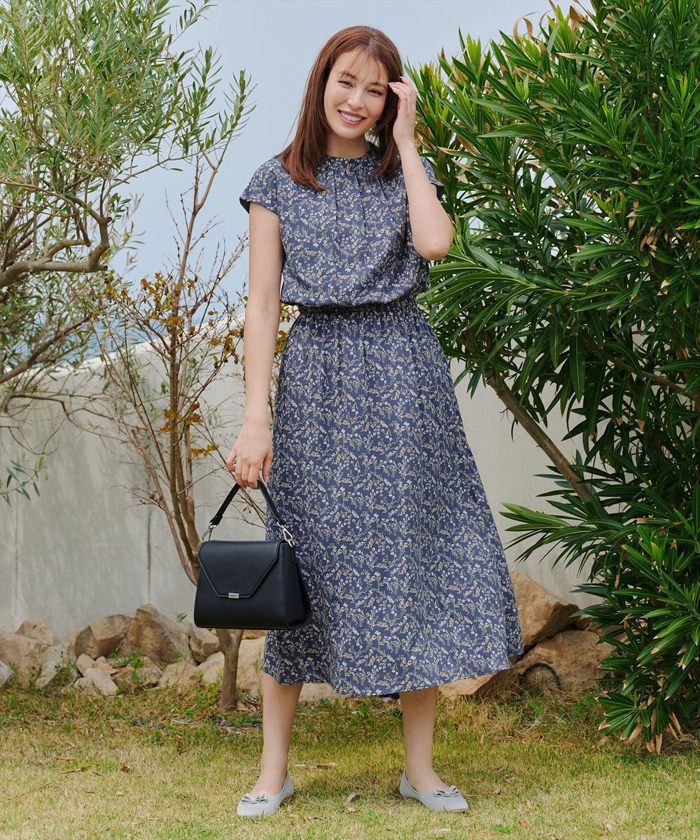 Tiaclasse 【洗える】花柄フレンチスリーブワンピース 