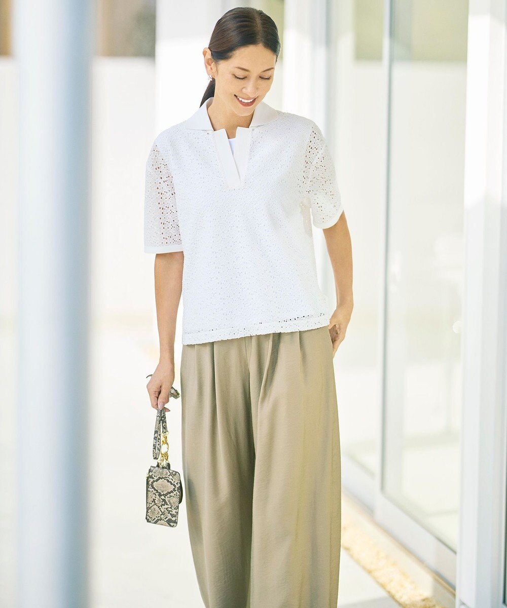 自由区 L 【SHIHOさん着用・ご好評アイテム・新色追加・セットアップ対応】エアリーツイルワイド パンツ 