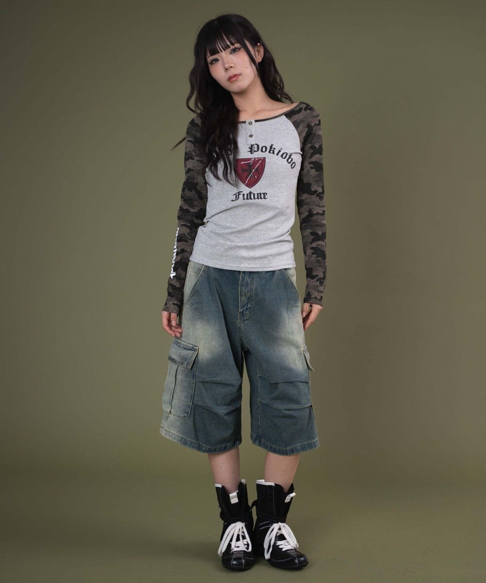 WEGO フラップポケットニータックカーゴハーフパンツ 