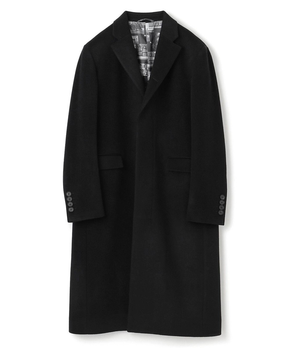 JOSEPH HOMME グロッシーウール 　チェスターコート　＜裏地：フォトコラージュプリント＞ 