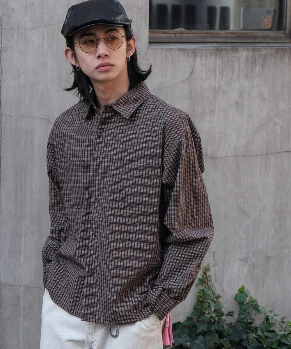 WEGO ミニマムチェックショートシャツ（LS） 