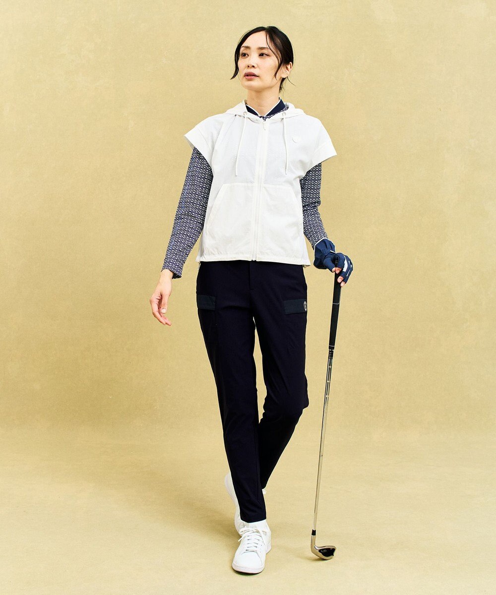 23区GOLF 【WOMEN】サンベールメッシュ モノグラムハーフジップ 
