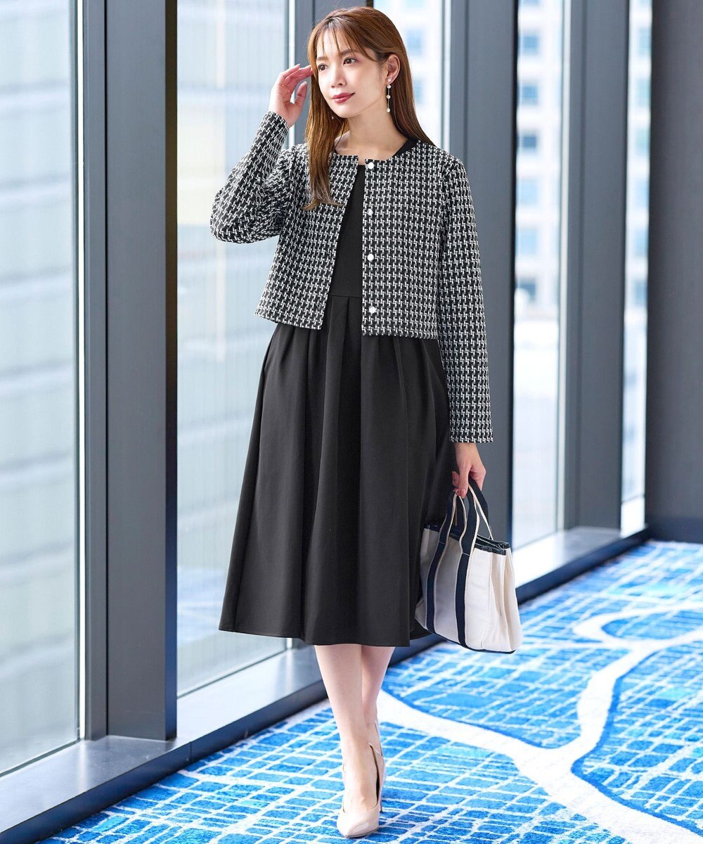 Tiaclasse 【洗える】カットジャガードコンパクトカーディガン 