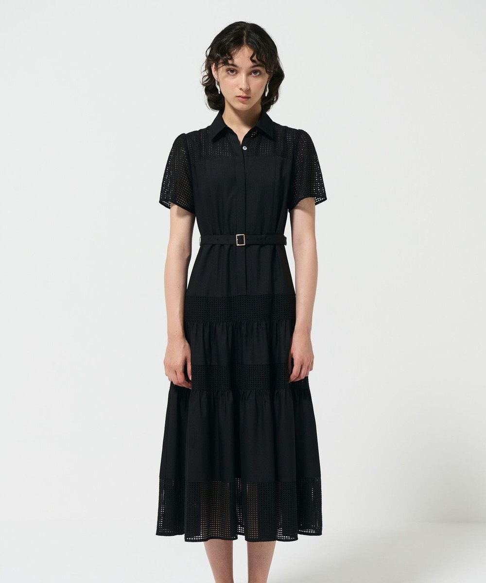 GRACE CONTINENTAL メッシュコンビシャツワンピース 