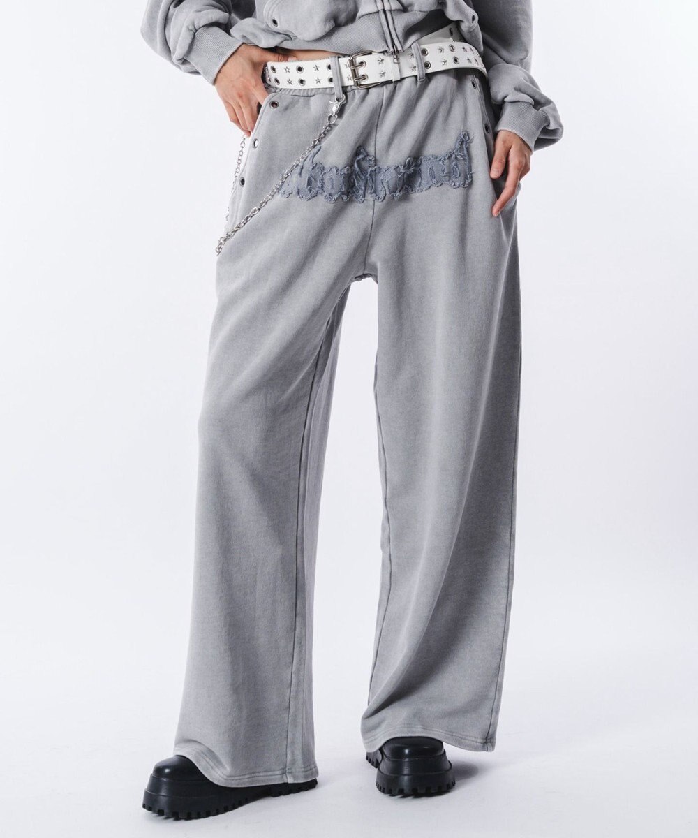 WEGO 【ウエストゴム/ユニセックス着用ITEM】ブリーチハトメスウェットパンツ 