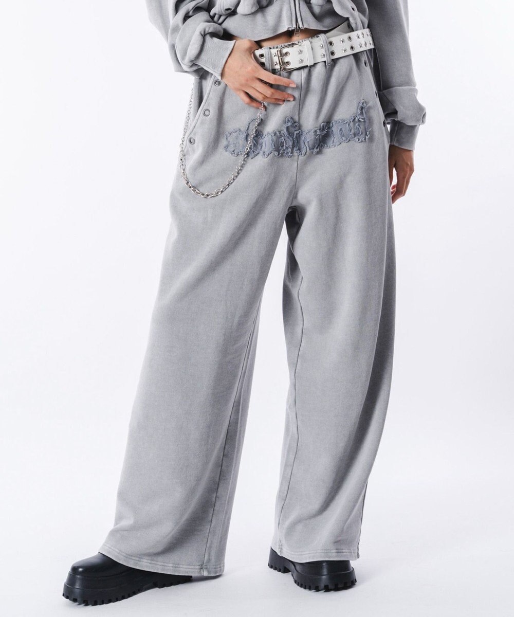 WEGO 【ウエストゴム/ユニセックス着用ITEM】ブリーチハトメスウェットパンツ 