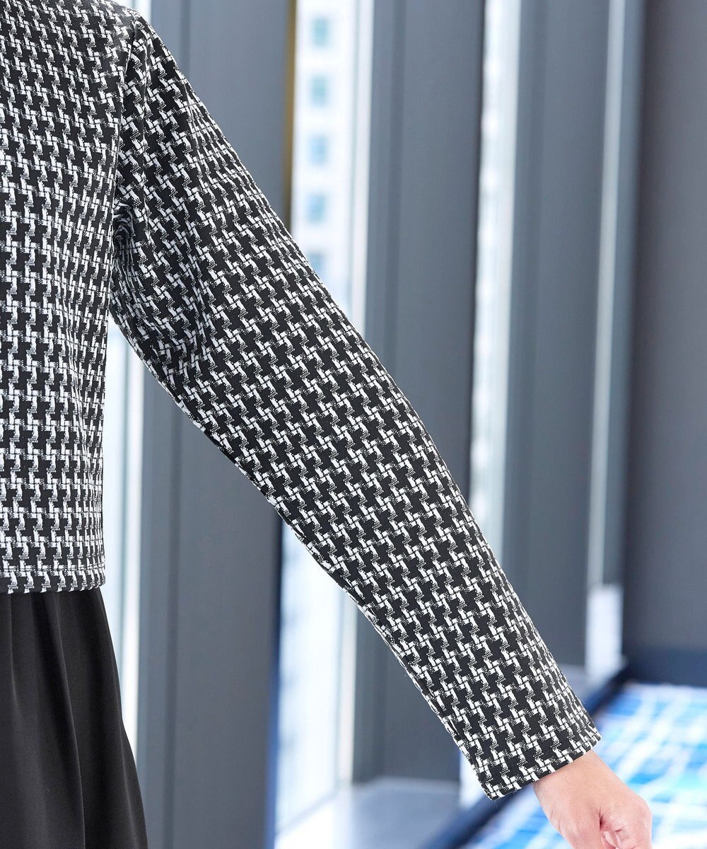 Tiaclasse 【洗える】カットジャガードコンパクトカーディガン 