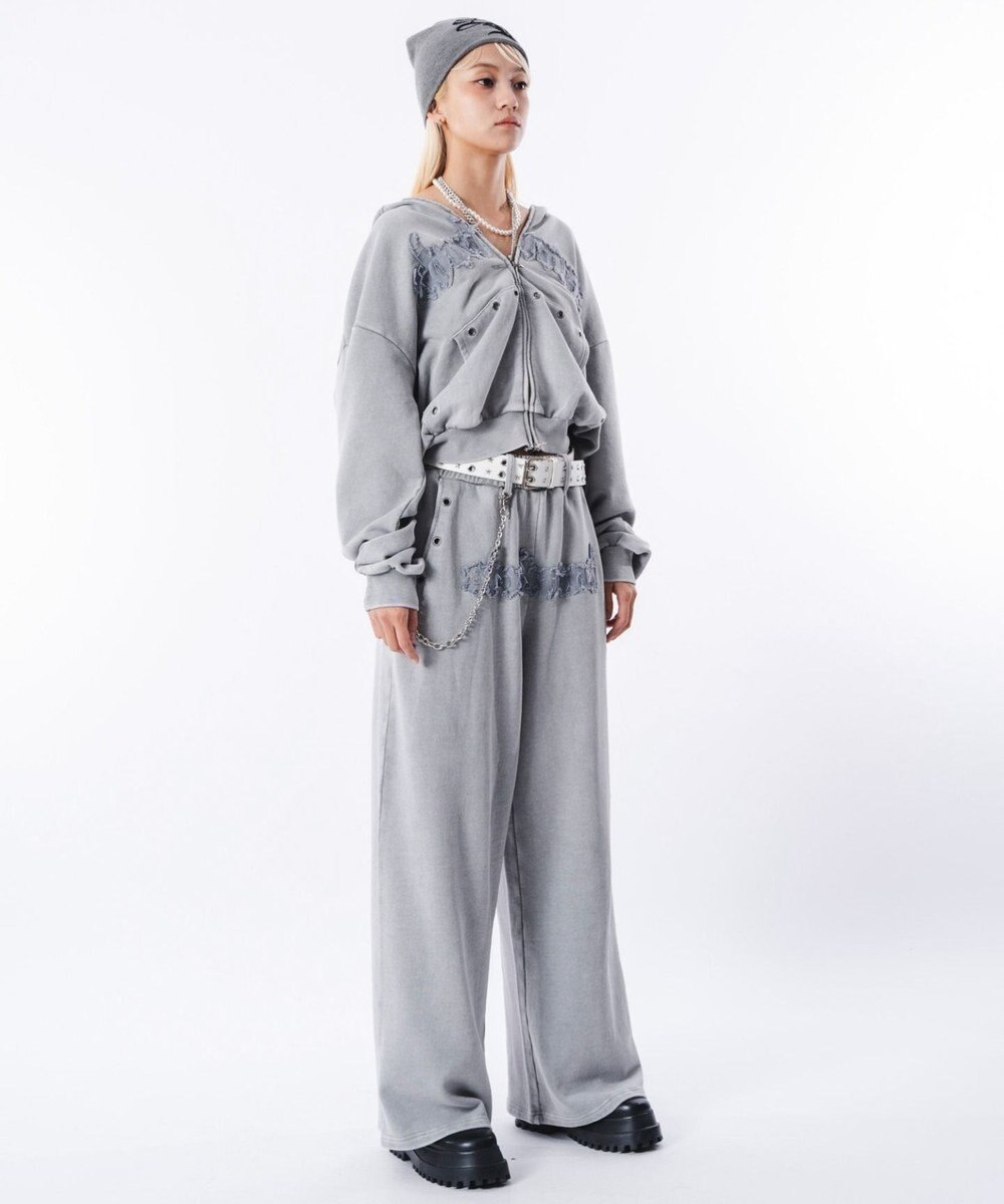 WEGO 【ウエストゴム/ユニセックス着用ITEM】ブリーチハトメスウェットパンツ 