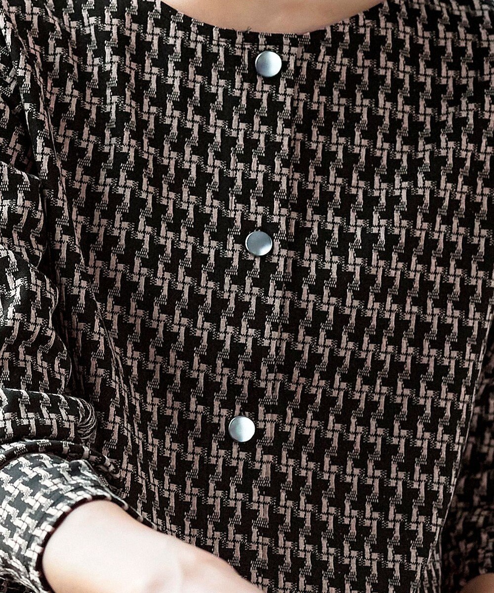 Tiaclasse 【洗える】カットジャガードコンパクトカーディガン 