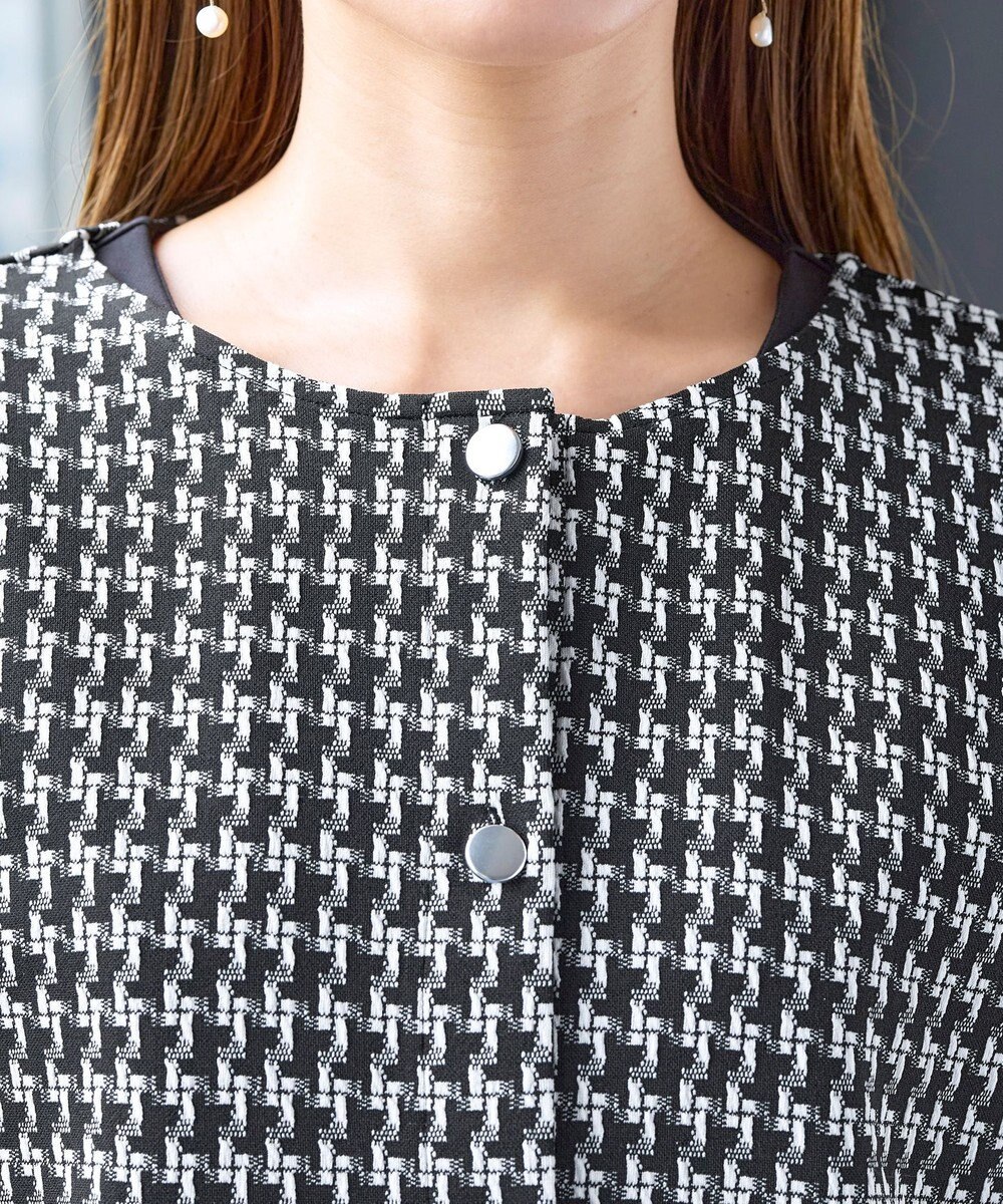 Tiaclasse 【洗える】カットジャガードコンパクトカーディガン 