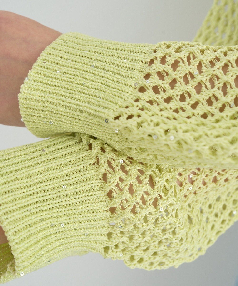 earth music&ecology スパンコールメッシュニットプルオーバー 