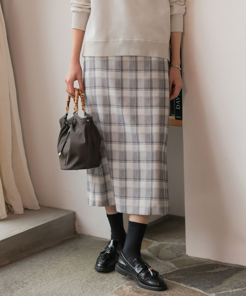 J.PRESS LADIES スラブ調チェック プリント スカート 