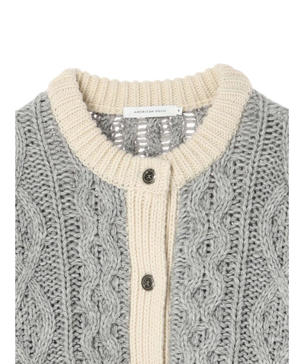 AMERICAN HOLIC 配色ケーブルニットカーディガン 