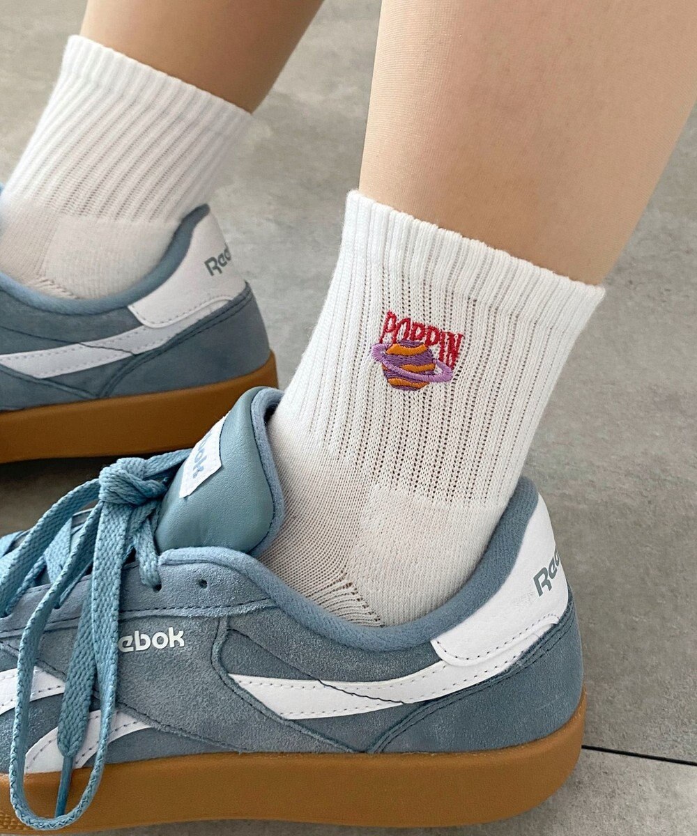 WEGO モチーフ刺繍アンクル底パイルソックス 