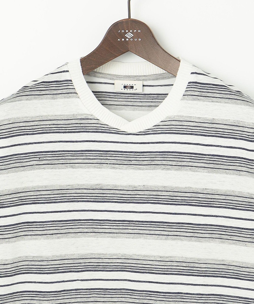 JOSEPH ABBOUD 【吸水速乾】リネンマルチボーダー Tシャツ 